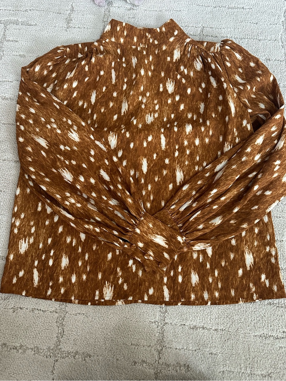 Express Brown Speckled Mock-Neck Long Sleeve Top